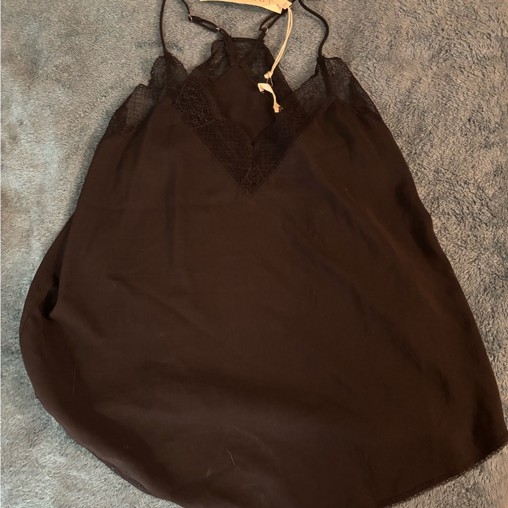 Black Lace Trim Cami Top